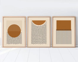 Wallity Huhu100 Pintura Decorativa en MDF con Marco (3 Piezas) 50 x 70 cm